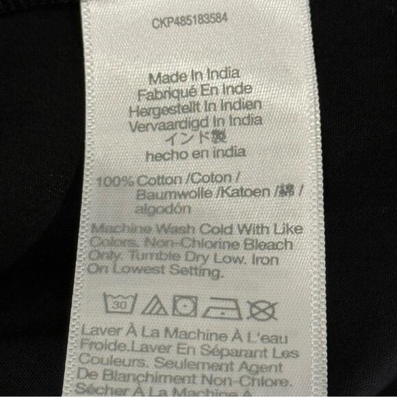 NWT Madewell Puff-Sleeve Drop-Waist Midi Dress Lightweight Cotton Black Size 0 - Picture 11 of 15